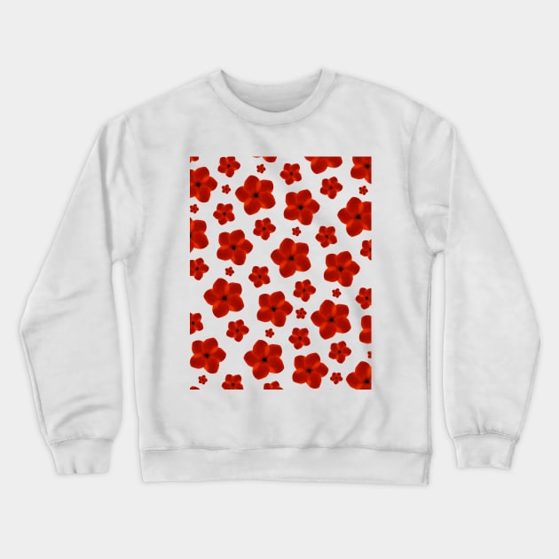 Boho Red Flower Pattern Crewneck Sweatshirt by TintedRed